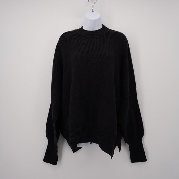 Free People Sweaters - Free People Women's Easy Street Tunic In Black Oversized Split Hem Sweater S